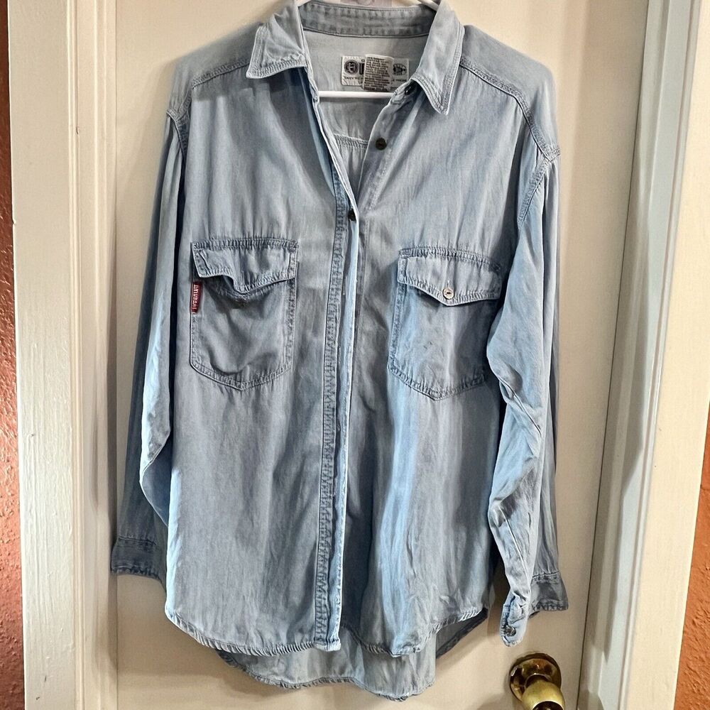 Vintage UNION BAY - Mens Denim Button Up Shirt 2 Front Pockets Size M Y2K